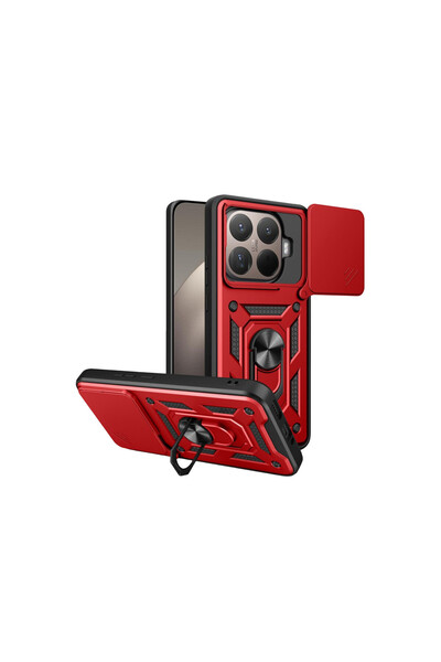 cepmoda حافظة Mi "15T PRO" ذات الطبقة المزدوجة - مع حلقة وحامل وكاميرا منزلقة...