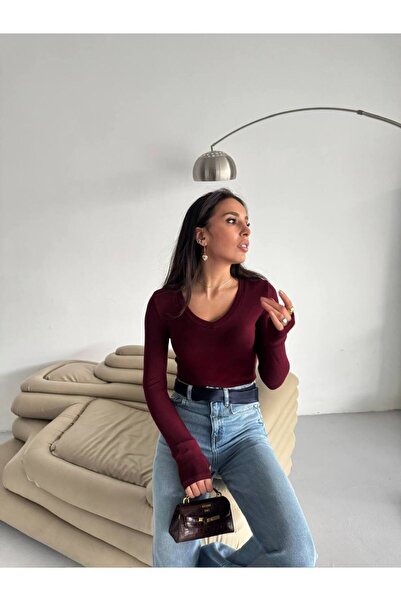 MareandCo Parmak Geçmeli V Yaka Body - Premium Kalite