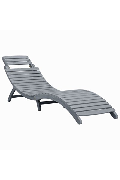 Concept Σεζλόνγκ, προπλυμένο γκρι, μασίφ ξύλο ακακίας