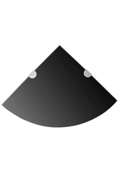 Concept Raft de colț din sticlă cu suporți de crom, negru 25 x 25 cm