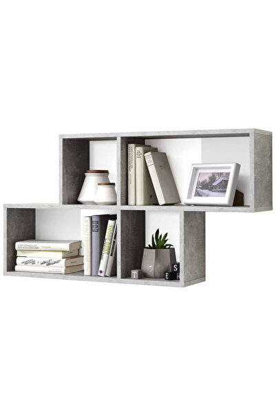 Fmd Raft de perete cu 4 compartimente, gri beton și alb