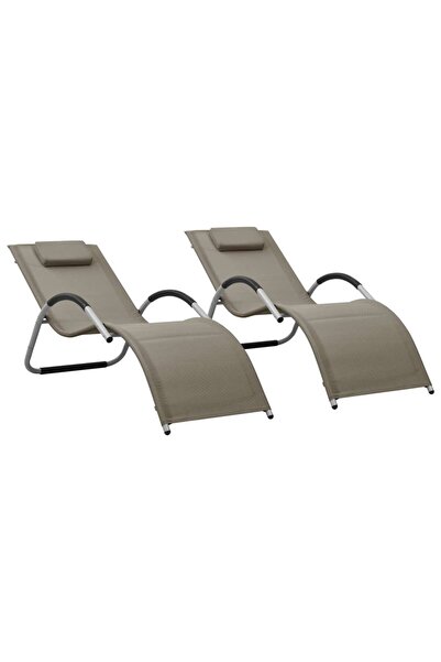 Concept Ξαπλώστρες, 2 τεμ., γκρι-μπεζ και γκρι, textilene