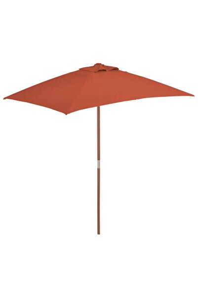 Concept Ομπρέλα εξωτερικού χώρου, ξύλινο κοντάρι, 150x200 εκ., τερακότα