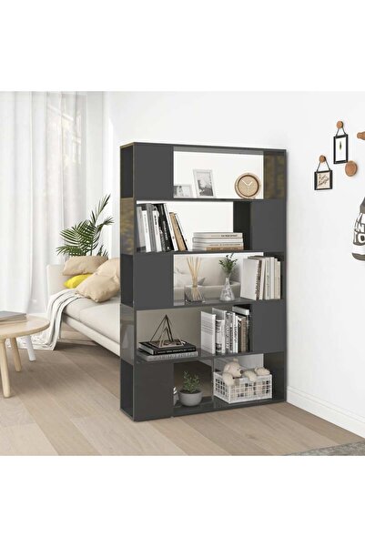 Concept Bookcase/Room divider, high-gloss grey, chipboard