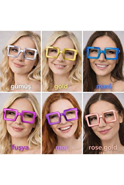 CT STONES Ochelari de petrecere în formă pătrată, fără sticlă, 12 bucăți – 6 ...