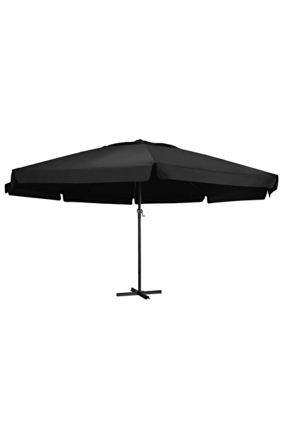 Concept Umbrelă de soare exterior cu stâlp aluminiu, negru, 500 cm