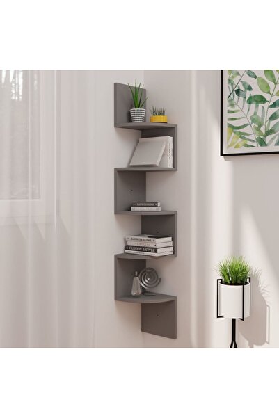 Concept Γωνιακό ράφι τοίχου, γκρι, 19x19x123 cm, μοριοσανίδα