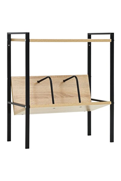 Concept Bookcase with 2 shelves, black and oak, 52x28x59 cm, chipboard