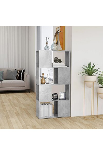 Concept Bibliotecă/Separator cameră, gri beton, 60x24x124,5 cm