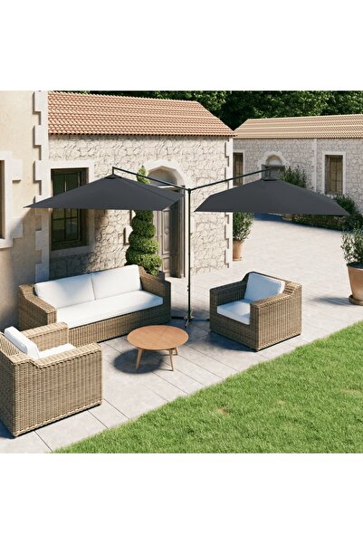 Concept Umbrelă de soare dublă cu stâlp din oțel, antracit, 600x300 cm