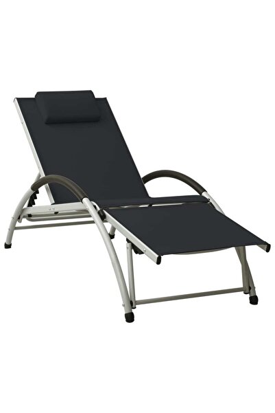 Concept Ξαπλώστρα θαλάσσης με Μαξιλάρι, μαύρη, υφασμάτινη