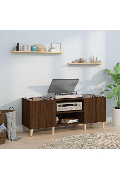 Concept Dulap pentru discuri stejar maro, 121x38x48 cm, lemn prelucrat