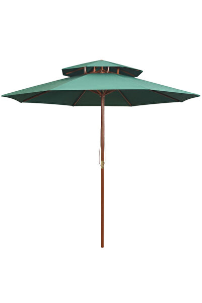 Concept Umbrelă de soare dublă, 270x270 cm, stâlp de lemn, verde