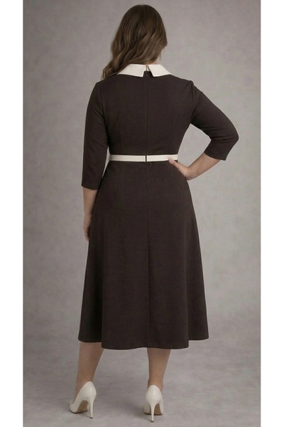 Meddesa Rochie midi cu detalii contrast și fundițe decorative