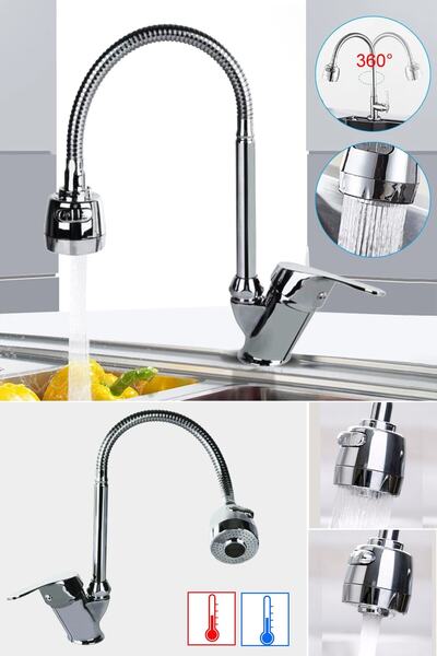 Empressco Lüx Mix Spiralli Eviye Bataryası Seti Sıcak Soğuk Girişli Lavabo Ba...