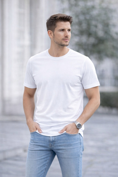 Erkek Basic Tişört %100 Pamuk Slim Fit | Rahat Kalıp | Günlük & Şık Kombin | Tüm Renkler Mevcut