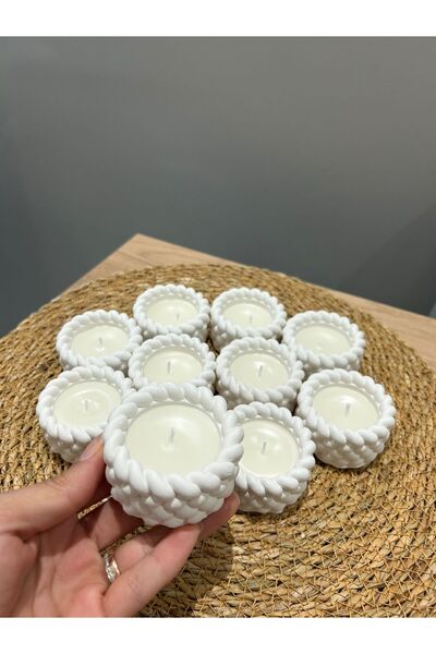 Senora Design Hasır Desenli Taş Tozu Mumluk – Minimal Dekoratif El Yapımı Mum...
