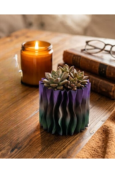 CT STONES Decor de masă cu vază decorativă 3D violetă, cu design minimalist o...