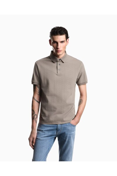 Emporio Armani Men's Regular Fit Micro Eagle Patterned Round Collar Short Sle...