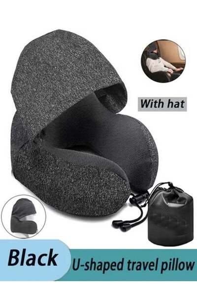 Generic U-Shaped Pillow With Cap,Travel Storage Portable Memory Cotton Hooded...