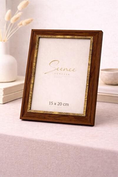 OEM Decorative wooden photo frame with gold insert, dark brown color, for des...
