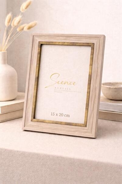 OEM Decorative wooden photo frame with gold insert, Beige color, for desk and...
