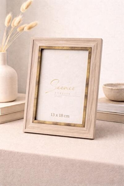 OEM Decorative wooden photo frame with gold insert, Beige color, for desk and...