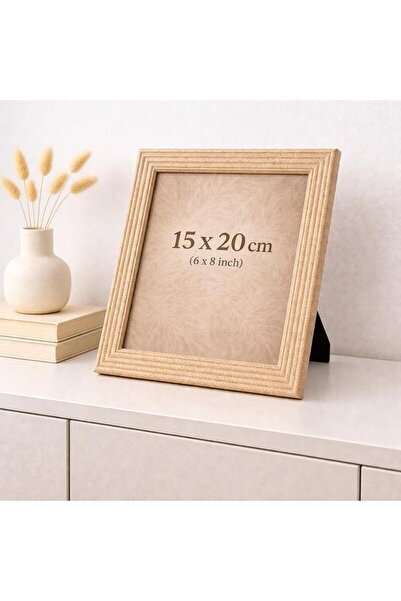 OEM Elegant photo frame with Striped design, matte caramel beige, for desk an...