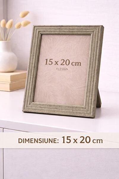 OEM Elegant photo frame with Striped design, Matt gray, for desk and wall - 1...