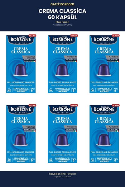 Caffe Borbone Caffè Borbone Crema Classica 60 Kapsül Nespresso Uyumlu 2 Aylık...
