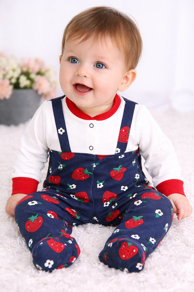 mothers dream Baby Boy Strawberry Print Romper – Soft Cotton Footed Jumpsuit ...