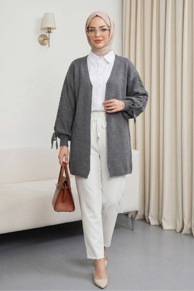 Modamorfo Ζακέτα με πλεκτό ύφασμα με χειροποίητη πλέξη - καπνιστή