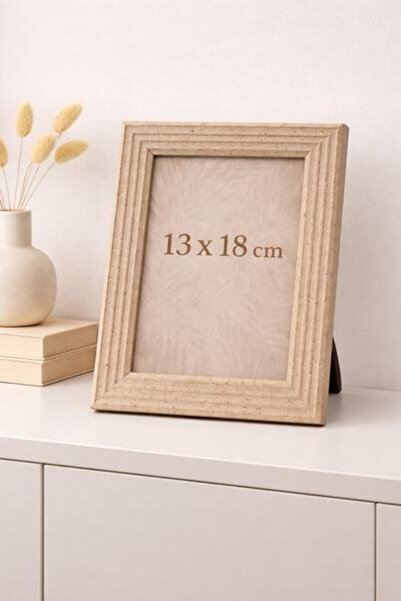 OEM Elegant photo frame with Striped, matte caramel beige, for desk and wall,...
