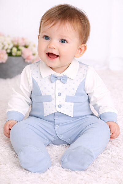 mothers dream Baby Boy Formal Romper with Bow Tie – Gentleman Style Cotton Ju...