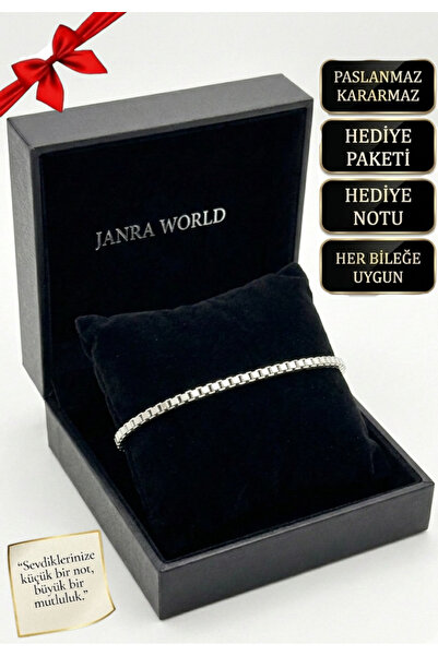JANRA WORLD Unisex Stainless Steel Bracelet, Non-Tarnish Silver Color, Gift B...