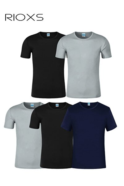 RIOXS 5 Pack T-Shirt For Men, Quick Dry Sports Tee Shirt, Men's Crew Neck T-S...
