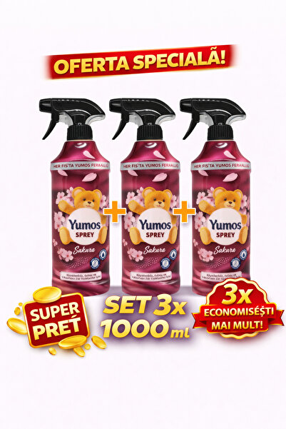 Yumoş SET 3 Yumoș Sakura Spray for Clothes and Textiles 450 ml