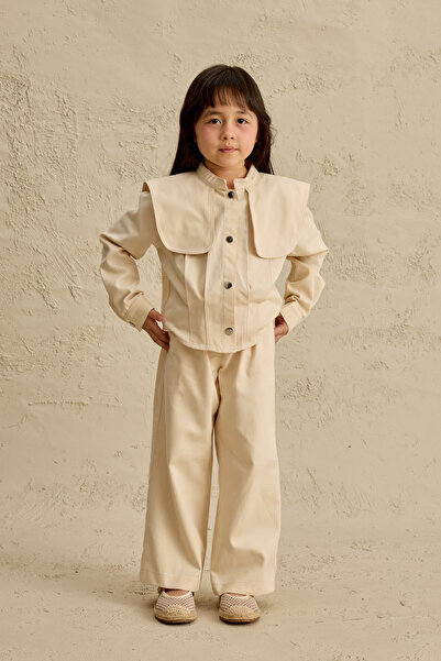 Fahhar Kids Jachetă cu guler larg, culoare Stone