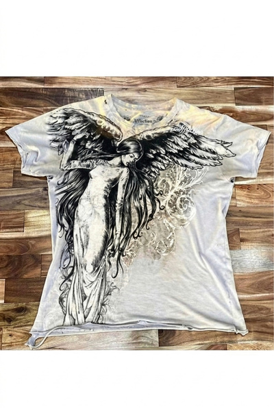 Köstebek تي شيرت Gothic Tribal Angel Girl Affaction Cyber ​​Grunge للجنسين