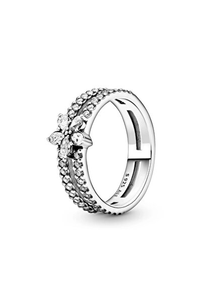 Pandora خاتم مزدوج متلألئ على شكل ندفة ثلج