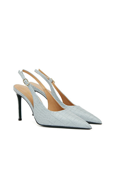 Network Açık Mavi Kroko Desenli Deri Stiletto