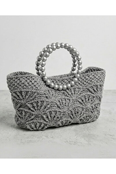 TrakyaTrend El Yapımı Örgü Kadın Çanta İnci Detaylı Zincir Askılı Abiye Çanta