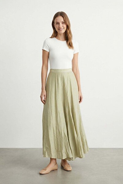 Soul Women's Vertical Piped Bell Cut Woven Skirt – 32483Etk - Mint