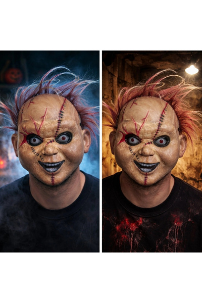 online kapsulavm avm alışveriş Çaki Korku Doll Mask – Plastic Face Mask