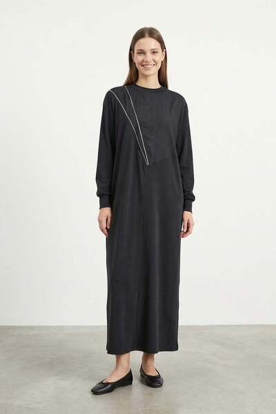 Puane Women's Crew Neck Maxi Knitted Dress with Embroidery Detail – 12686Elb ...