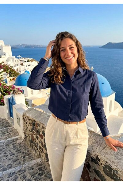 YusGos Women's Cotton Satin Premium Cropped Shirt with Front Placket