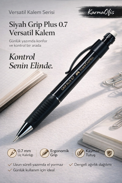 Faber Castell Siyah Plus 0.7 Versatil Kalem | Ergonomik, Kaymaz Tutuş