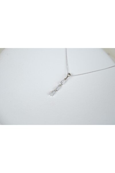 ATELİER TUĞBA Mkol012 Baget Stone Three Stone Necklace Silver