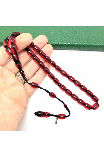KANUNİ TESBİH Braided Rope Design Cherry Color Fire Amber Prayer Beads