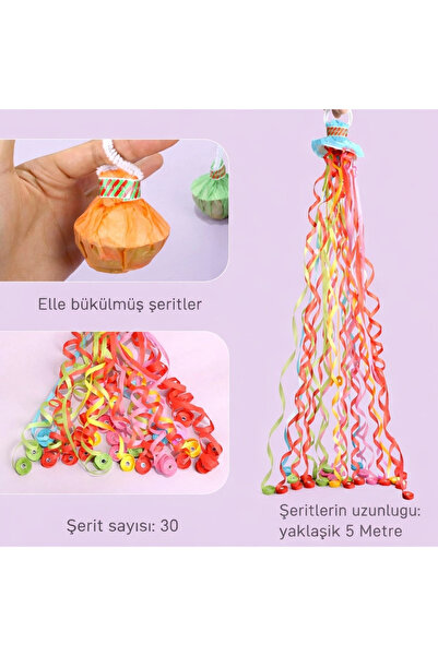 Genel Markalar 30 Şeritli Renkli Elle Atılan Konfeti – 5 Metre Uzayan Şerit K...